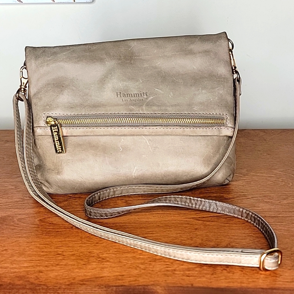 Hammitt Clutch Crossbody Bag Pewter Gold Hardware - Picture 1 of 6